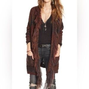 Denim & Supply Ralph Lauren Multicolor Fringe Knit Cardigan Small Oversized